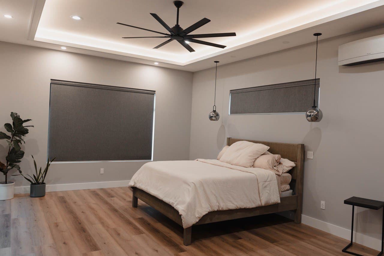 Bedroom with blackout blinds
